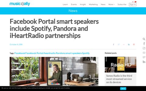 Facebook Portal smart speakers include Spotify, Pandora and ...