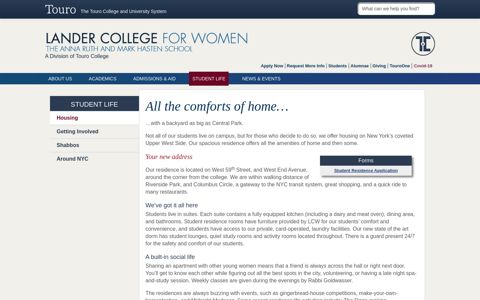 Housing - Lander College for Women - Touro College