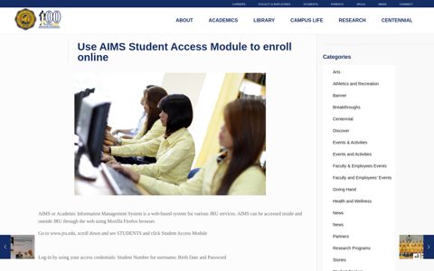 Use AIMS Student Access Module to enroll online – Jose ...