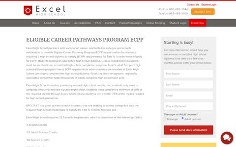 Eligible Career Pathway Program (ECPP) - Excel High School