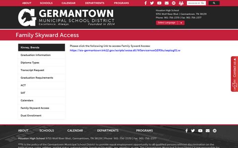 Family Skyward Access - Germantown Municipal School District