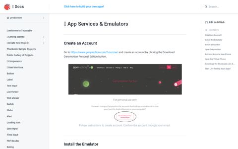 App Services & Emulators - Docs