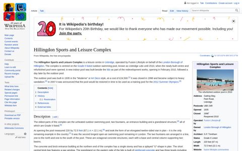 Hillingdon Sports and Leisure Complex - Wikipedia