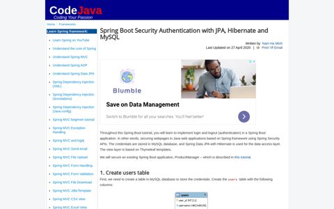 Spring Boot Security Authentication with JPA, Hibernate and ...