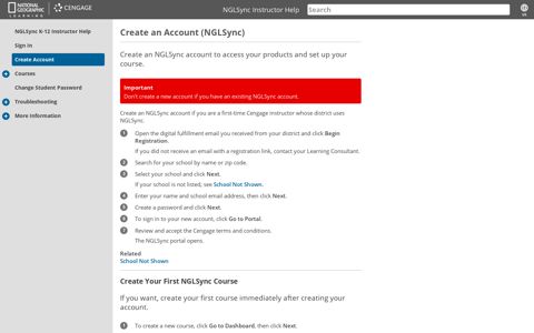 Create an NGLSync Account and Course - Cengage Platform ...