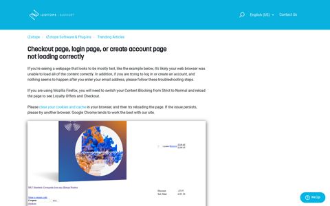 Checkout page, login page, or create account page ... - iZotope