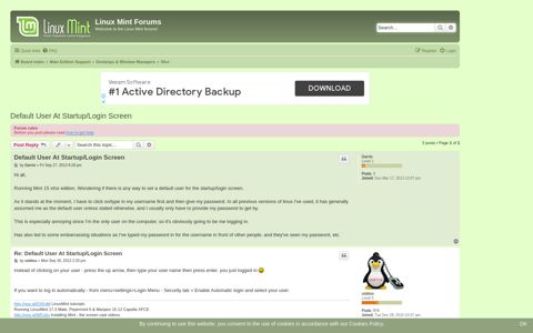 Default User At Startup/Login Screen - Linux Mint Forums