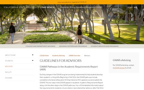 Guidelines for Advisors - GWAR - Cal State Long Beach