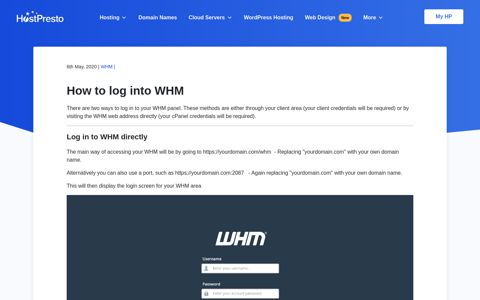 How to log into WHM - HostPresto!