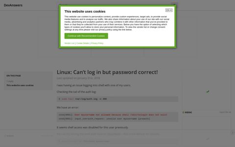 Linux: Can't log in but password correct! | DevAnswers.co
