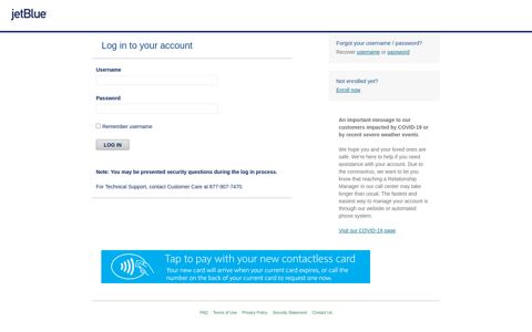 JetBlue Business Card - Secure Login