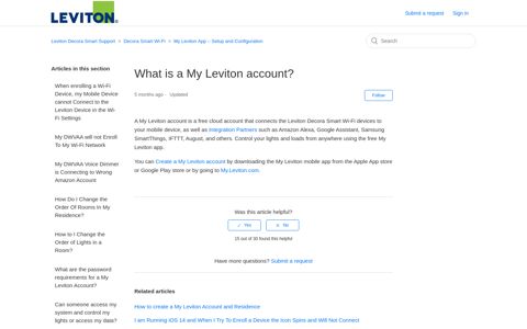 What is a My Leviton account? – Leviton Decora Smart Support