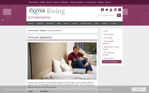 Track your application | Accommodation | University of Exeter