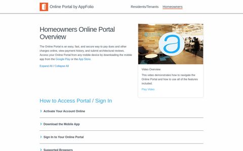 Homeowners Online Portal Overview - AppFolio
