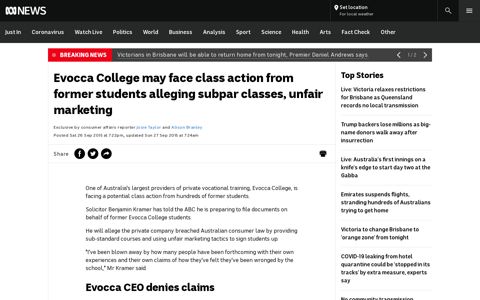 Evocca College may face class action from former students ...