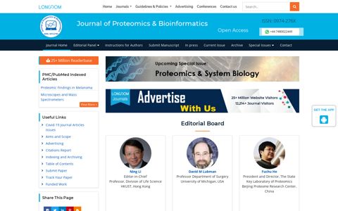 Open Access Proteomics and Bioinformatics Journals