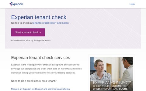 Tenant Check - Experian Connect