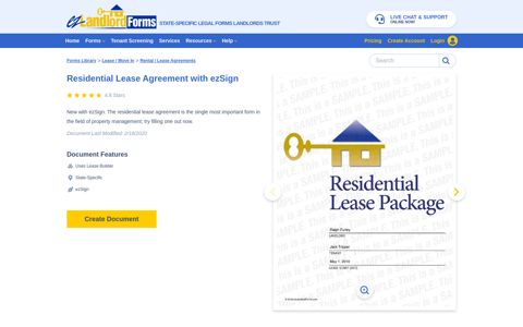 Residential Lease Agreement with ezSign - ezLandlordForms