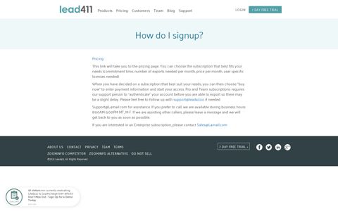 How do I signup? - Lead411