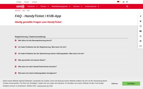 FAQ - HandyTicket / KVB-App