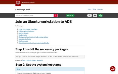 Join an Ubuntu workstation to ADS - IU Knowledge Base