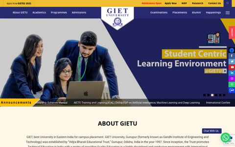 GIET - GIET University | Best University in Eastern India ...