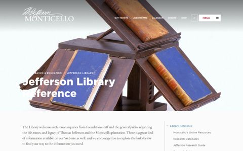 Jefferson Library Reference | Thomas Jefferson's Monticello