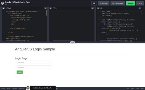 AngularJS Simple Login Page - CodePen