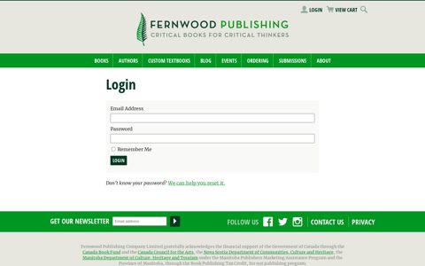 Login – Fernwood Publishing