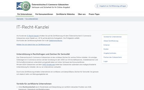 IT-Recht-Kanzlei - Österreichisches E-Commerce-Gütezeichen