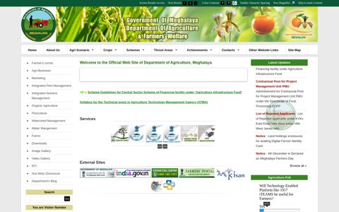 Homepage of Department of Agriculture, Meghalaya