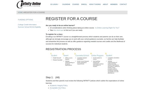 register for a course - INFINITY