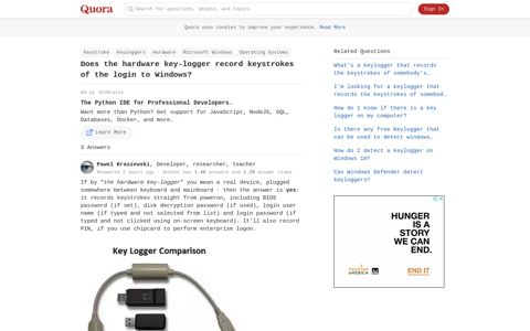 Does the hardware key-logger record keystrokes of the login ...