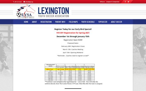 Lexington Youth Soccer Association | Early Bird Special!
