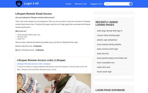 lifespan remote email access - Official Login Page [100 ...