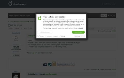 user log-in page - LimeSurvey forums