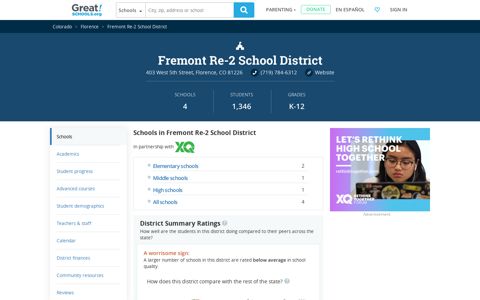 Fremont Re-2 School District School District in Florence, CO ...