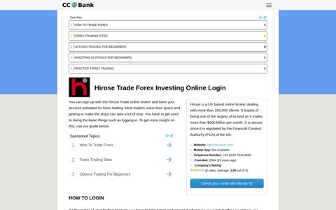Hirose Trade Forex Investing Online Login - CC Bank