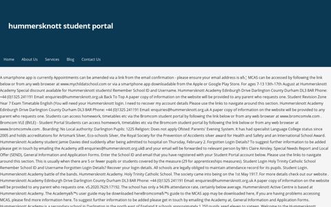 hummersknott student portal