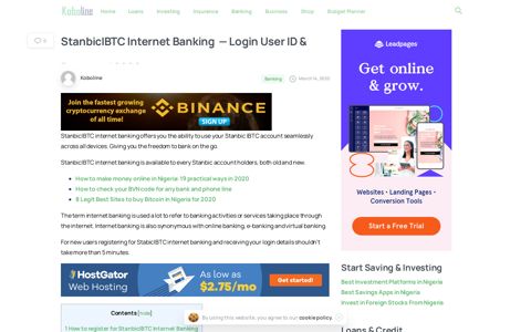StanbicIBTC Internet Banking — Login User ID & Password ...