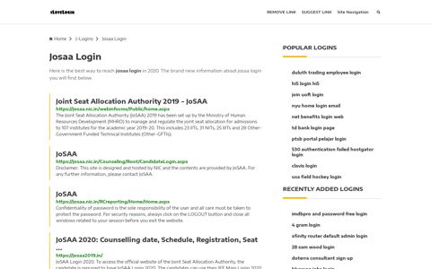 Josaa Login ❤️ One Click Access