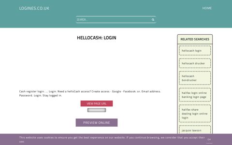 helloCash: Login - General Information about Login
