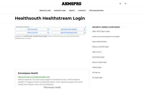 Healthsouth Healthstream Login - AhmsPro.com