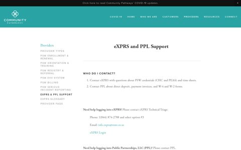 eXPRS & PPL Support — Community Pathways, Inc.