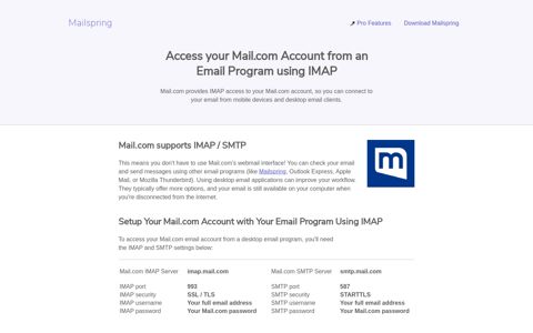 How to access your Mail.com email account using IMAP