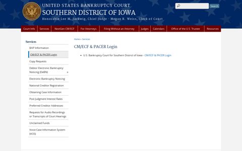 CM/ECF & Pacer Login | SOUTHERN DISTRICT OF IOWA ...