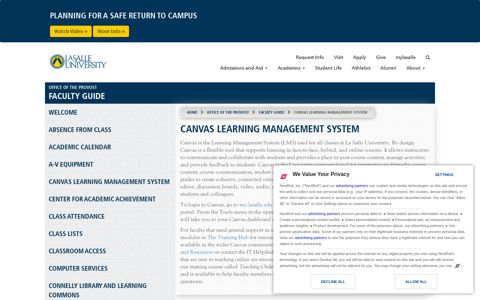 Canvas Learning Management System - La Salle University