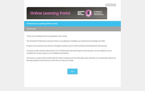 Professional Learning Online Portal Survey