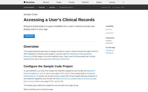 Accessing a User's Clinical Records | Apple Developer ...