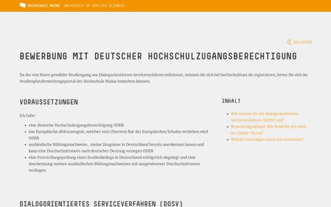 Bewerbung mit deutscher ... - Hochschule Mainz